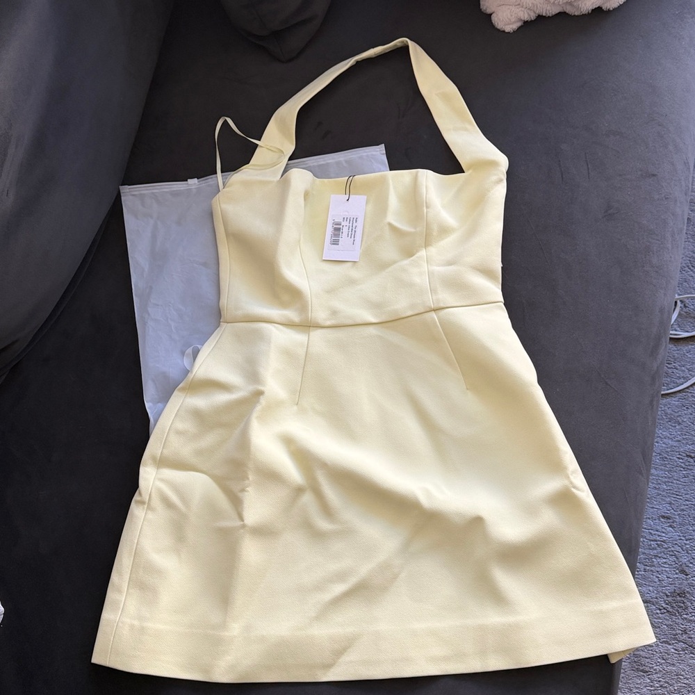 Elegant Cream Halter Mini Dress - Picture 2 of 6